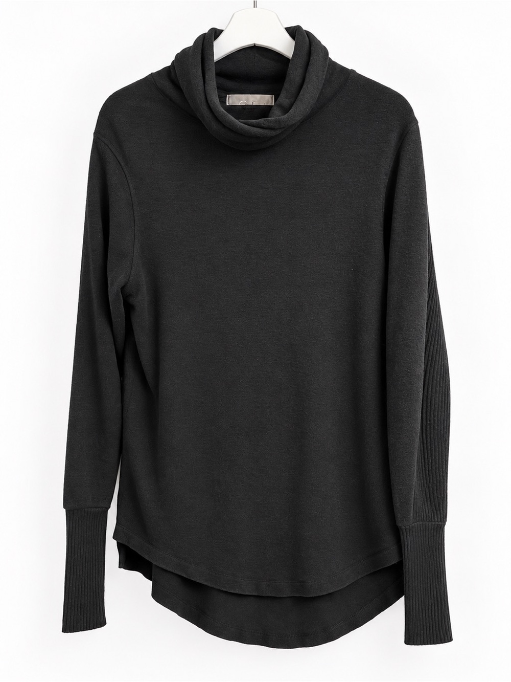 Women's Black Cowl Neck Sweater - Sleek Layered Pullover